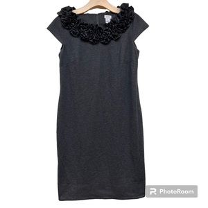 Cache Heather Gray Dress with Ruffled Collar Size 8